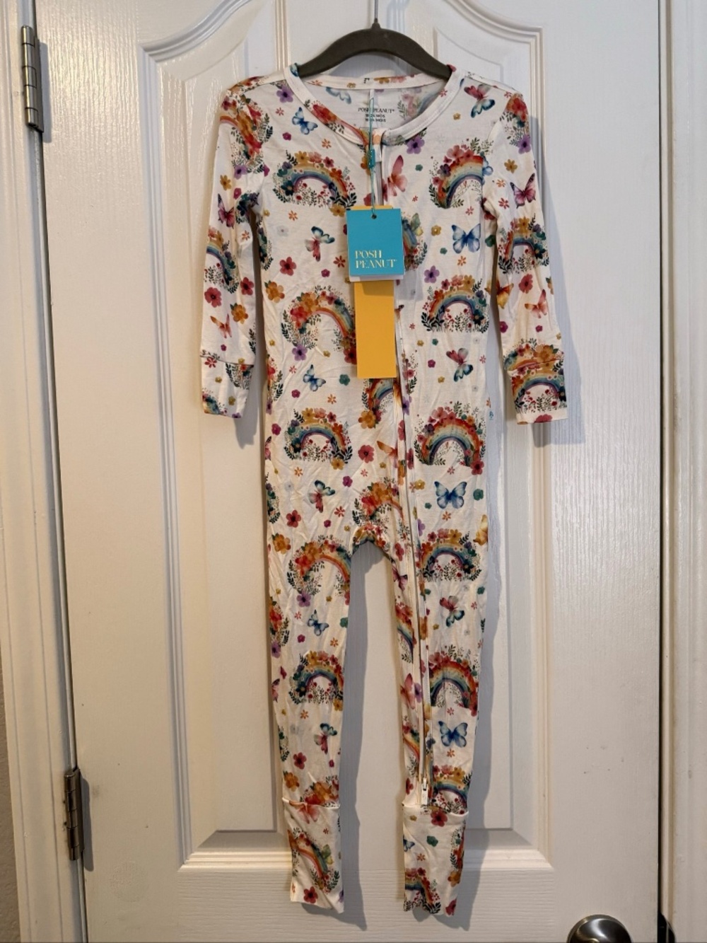 Posh Peanut Lucky Rainbow Butterfly Zippered Romper